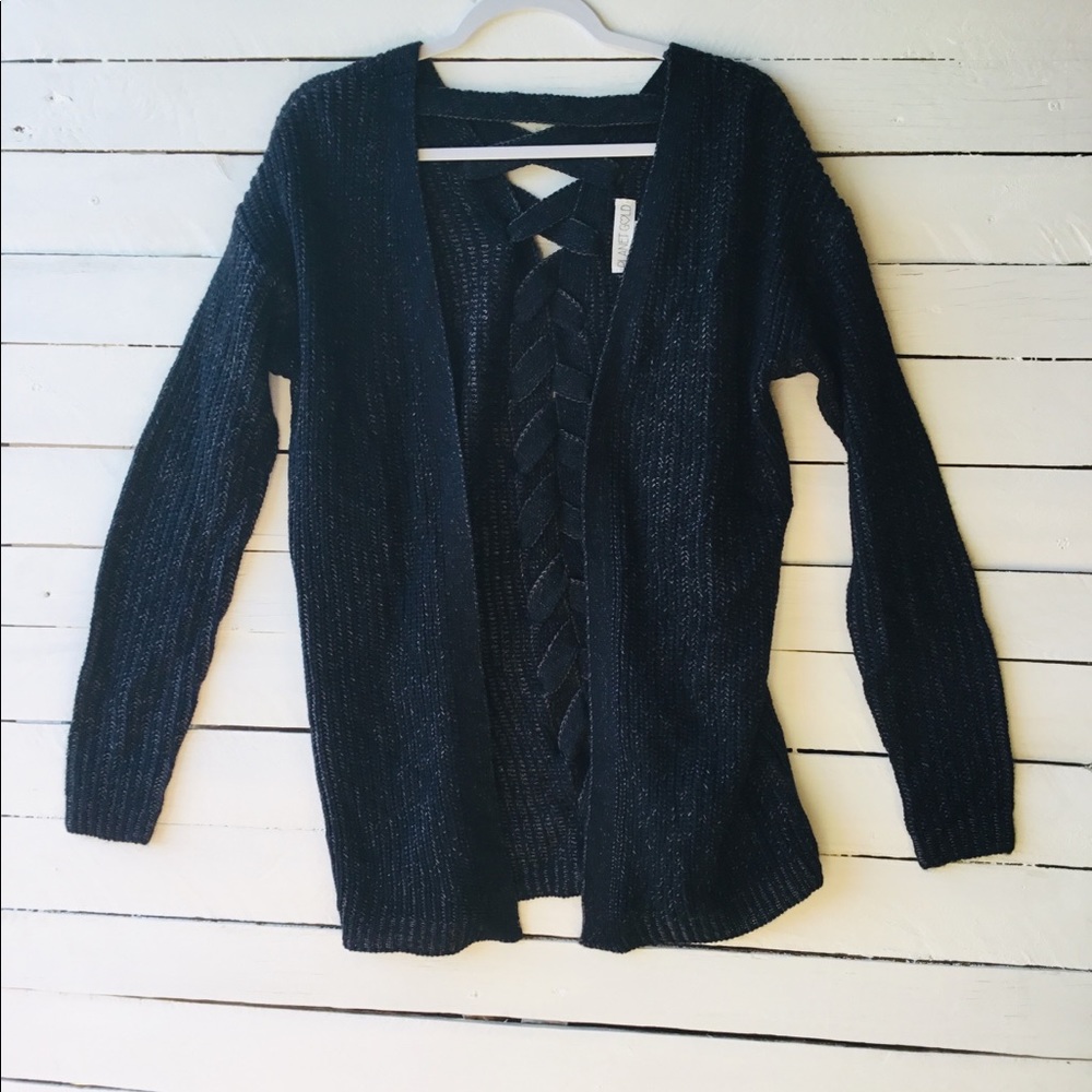 Planet Gold crisscross semi open back Cardigan